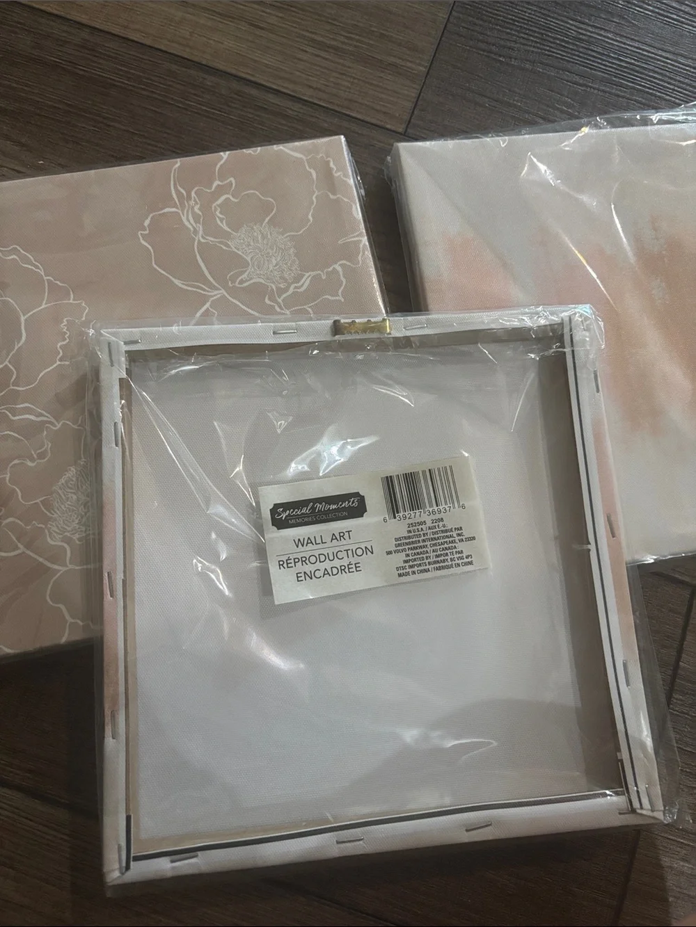Peony Floral & Watercolor Wall Art Set - Blush Pink Canvas Panels